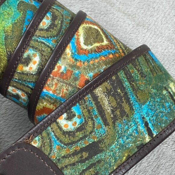 Vintage Chico's Wide Belt Womens Small Brown Green Blue Abstract Print Casual - Picture 7 of 9